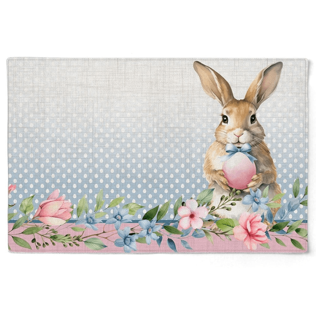 Kit 2 Jogos Americano Retangular Coelho de Páscoa Azul e Rosa 48cm