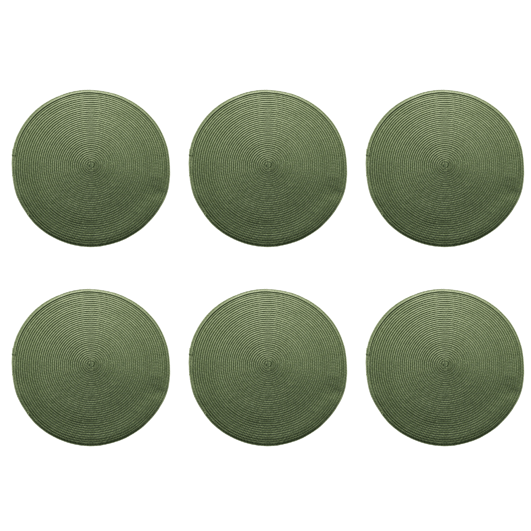 Kit 6 Jogo Americano Redondo Poliester Fresno Verde 38cm