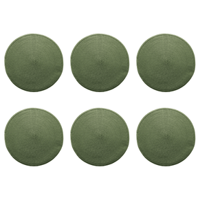 Kit 6 Jogo Americano Redondo Poliester Fresno Verde 38cm