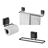 Kit Acessórios Banheiro Fixação Ventosa Preto Fosco 3 Peças