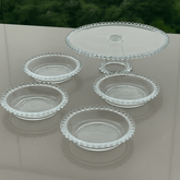 Kit Boleira e Jogo de Pratos Cristal Pearl 5 Peças