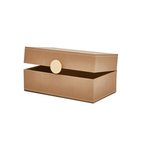 Kit Caixas Decorativas em MDF e PU Marrom 2 Peças