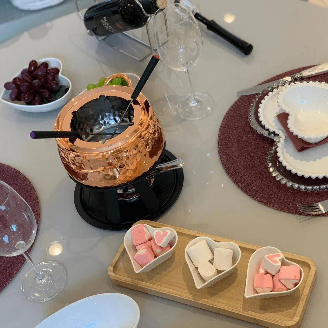 Kit Fondue 11 Peças com Bowl de Cristal Martelado
