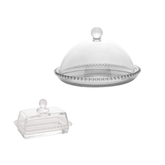 Kit Manteigueira e Queijeira de Cristal Pearl 2 Peças