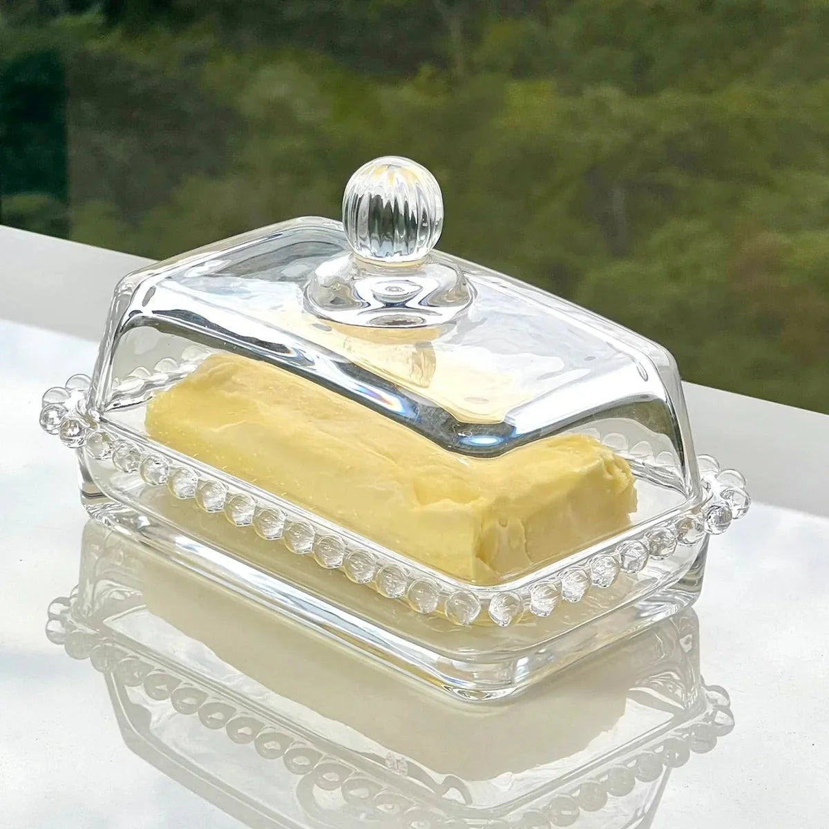 Kit Manteigueira e Queijeira de Cristal Pearl 2 Peças