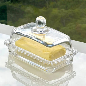 Kit Manteigueira e Queijeira de Cristal Pearl 2 Peças