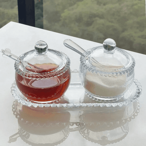 Kit Meleira e Açucareiro de Cristal Pearl 2 Peças