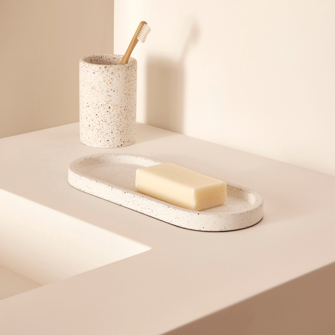 Kit para Banheiro Acessórios em Cimento Branco 3 Peças