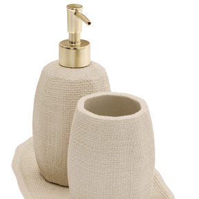Kit para Banheiro em Cerâmica Bege 3 Peças
