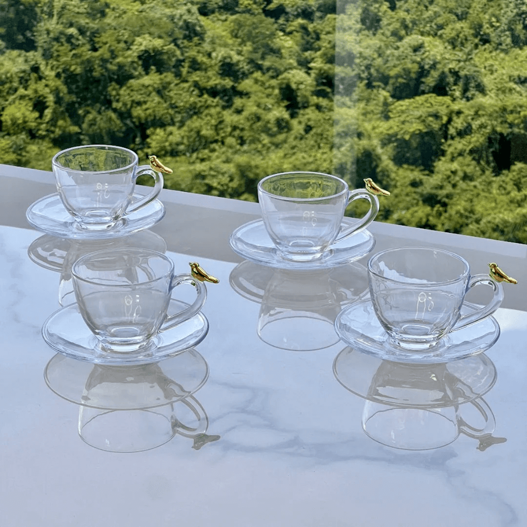 Kit para Mesa Posta Café Golden Bird 8 Peças