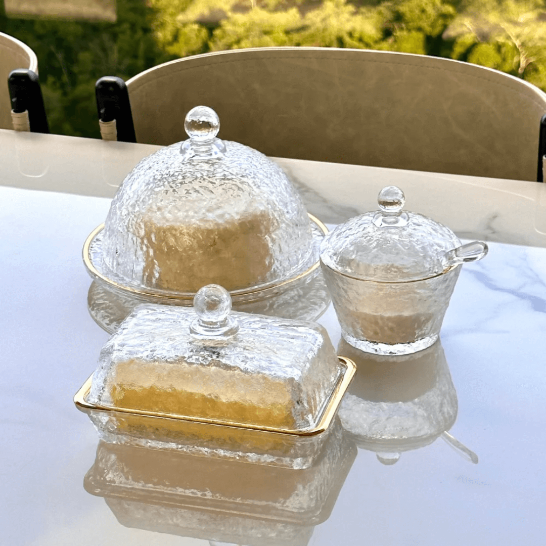 Kit Mesa Posta Cristal Martelado Petra 4 Peças
