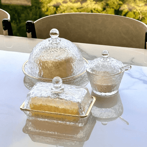 Kit Mesa Posta Cristal Martelado Petra 4 Peças