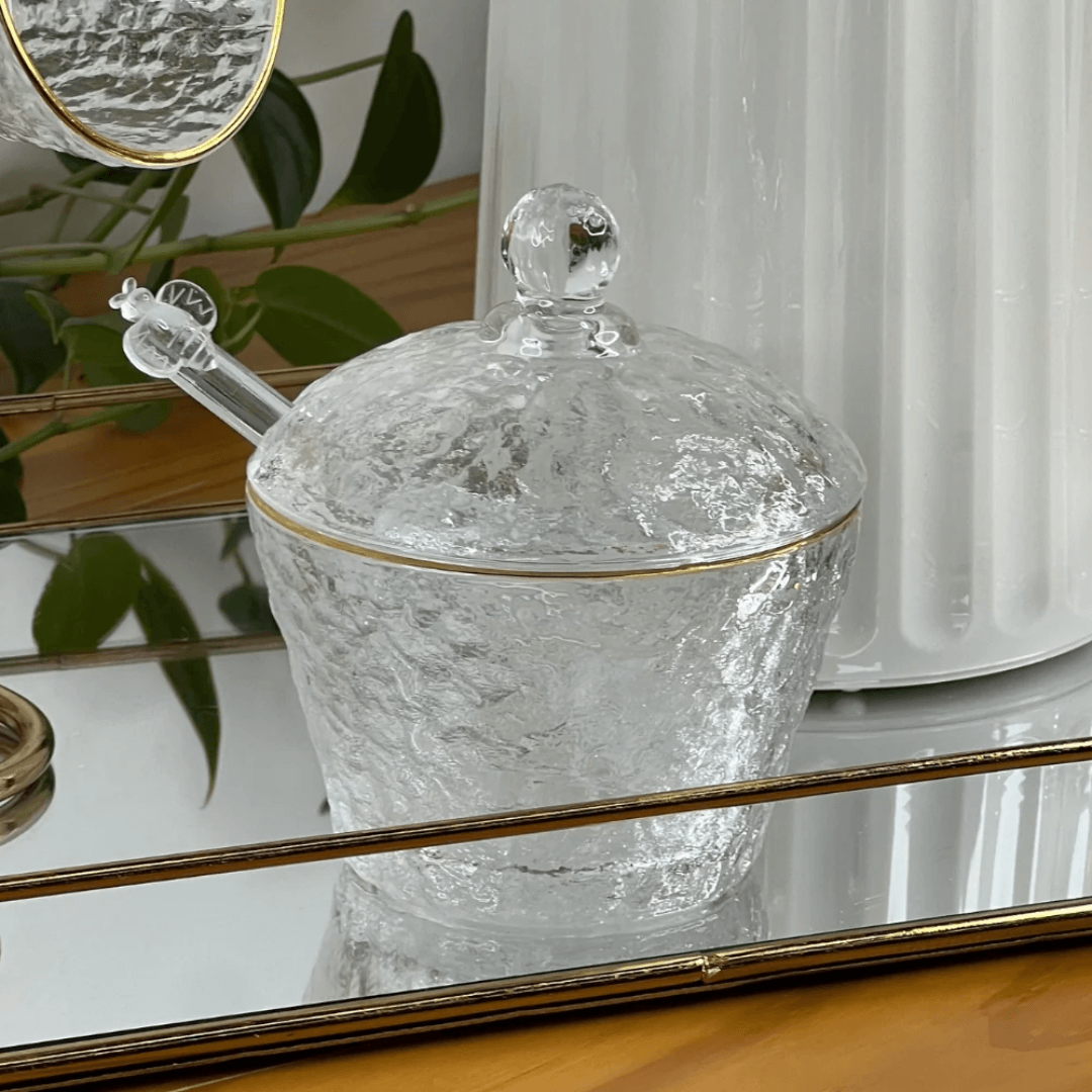 Kit Mesa Posta Cristal Martelado Petra 4 Peças