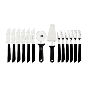 Kit para Pizza em Aço Inox Preto 14 Peças Tramontina