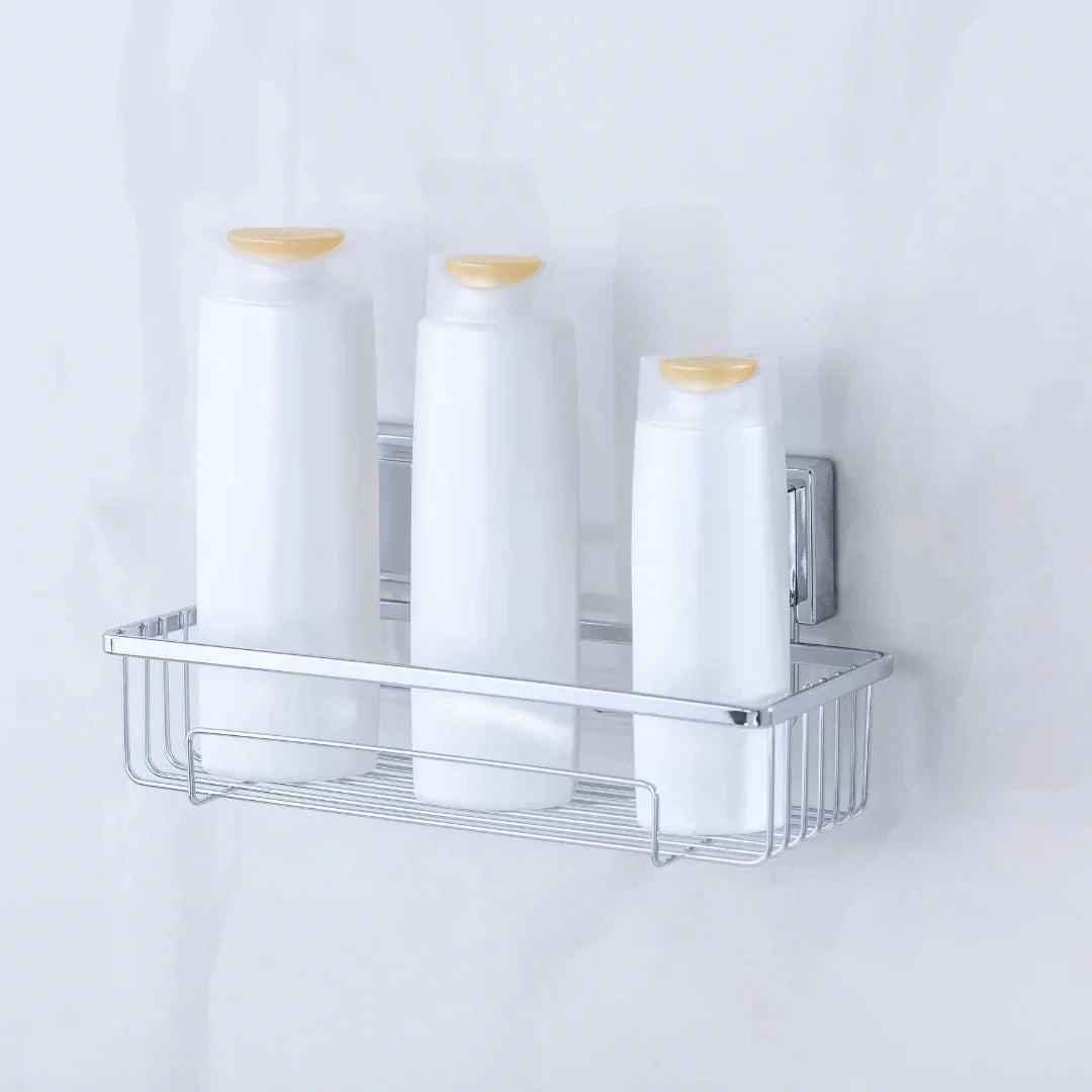 Kit Porta Shampoo e Saboneteira com Ventosa Cromado