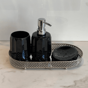 Kit Banheiro Conjunto Banho Fold Preto 3 Peças
