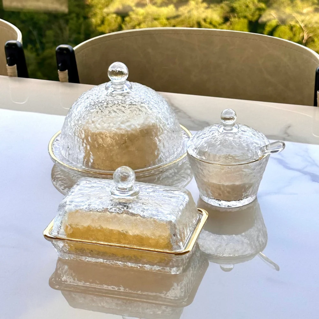 Kit para Mesa Posta de Cristal Martelado Petra 3 Peças