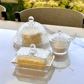 Kit para Mesa Posta de Cristal Martelado Petra 3 Peças