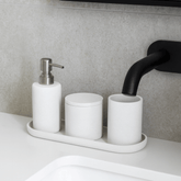 Kit para Banheiro em Cimento Branco e Cromado 4 Peças