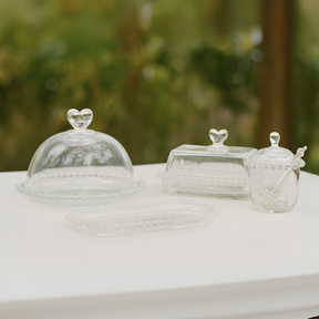 Kit para Mesa Posta de Cristal Pearl Coração 5 Peças