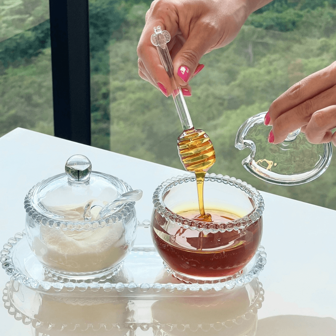 Kit Mesa Posta Cristal Pearl Bolinha 6 Peças