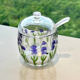 Açucareiro de Cristal com Colher e Tampa Lavanda 8,5cm