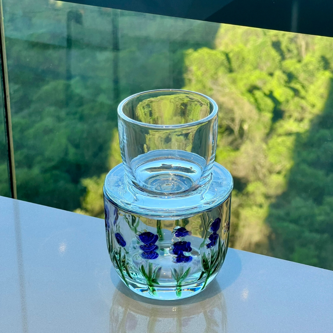 Kit Mesa Posta de Cristal Lavanda 15 Peças