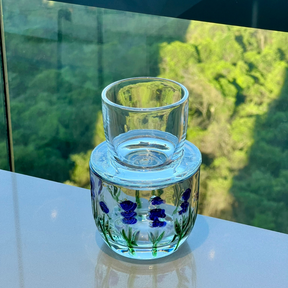 Kit Mesa Posta de Cristal Lavanda 15 Peças