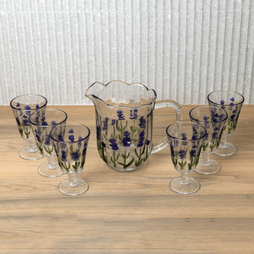 Kit Mesa Posta de Cristal Lavanda 15 Peças