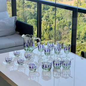 Kit Mesa Posta de Cristal Lavanda 15 Peças