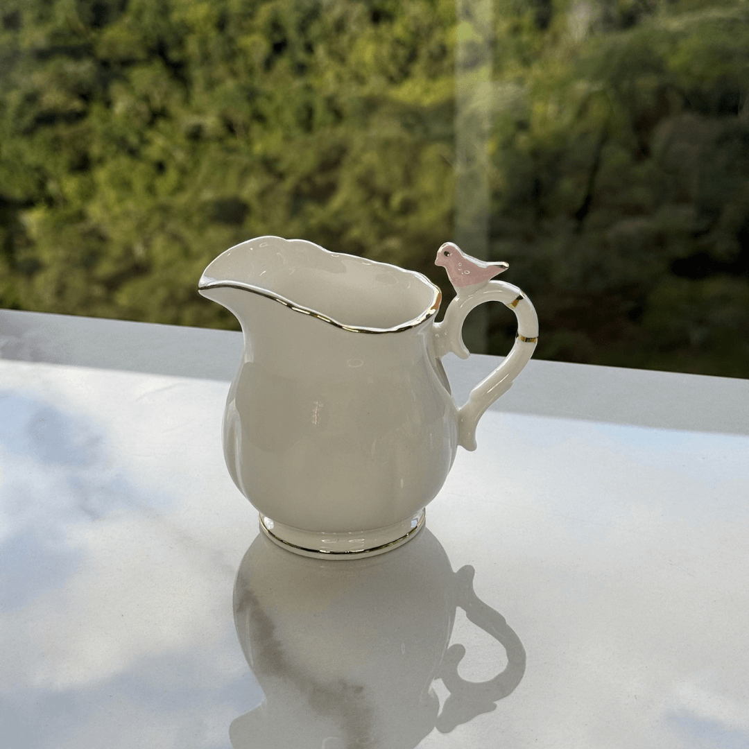 Leiteira em Porcelana Birds Branca 230ml