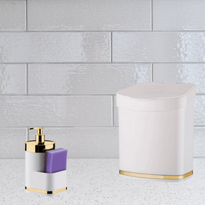 Lixeira 2,5 Litros Branco e Dourado
