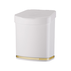 Lixeira 2,5 Litros Branco e Dourado