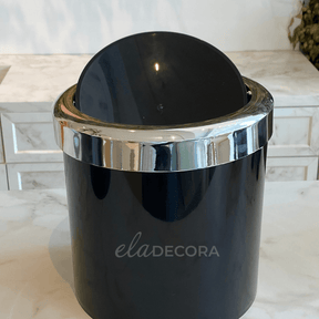 Lixeira Basculante 5 Litros Preta com Cromado