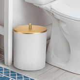 Lixeira Branca com Tampa Dourado Fosco 5 Litros