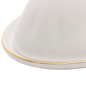 Manteigueira com Tampa em Porcelana Birds Branca 16cm