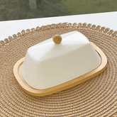 Manteigueira de Cerâmica Oasis Branca 21cm