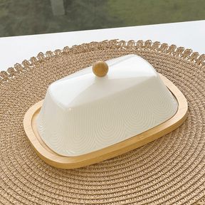 Manteigueira de Cerâmica Oasis Branca 21cm