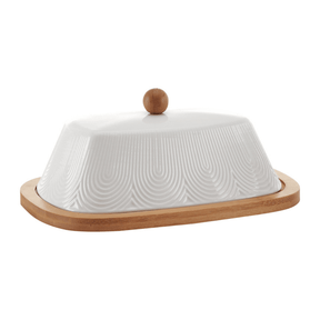 Manteigueira de Cerâmica Oasis Branca 21cm