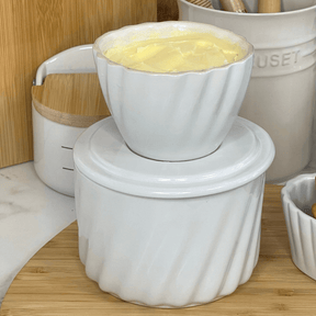 Manteigueira Francesa Twist em Cerâmica Branca 250g