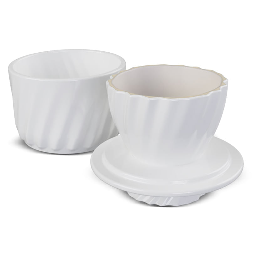 Manteigueira Francesa Twist em Cerâmica Branca 250g