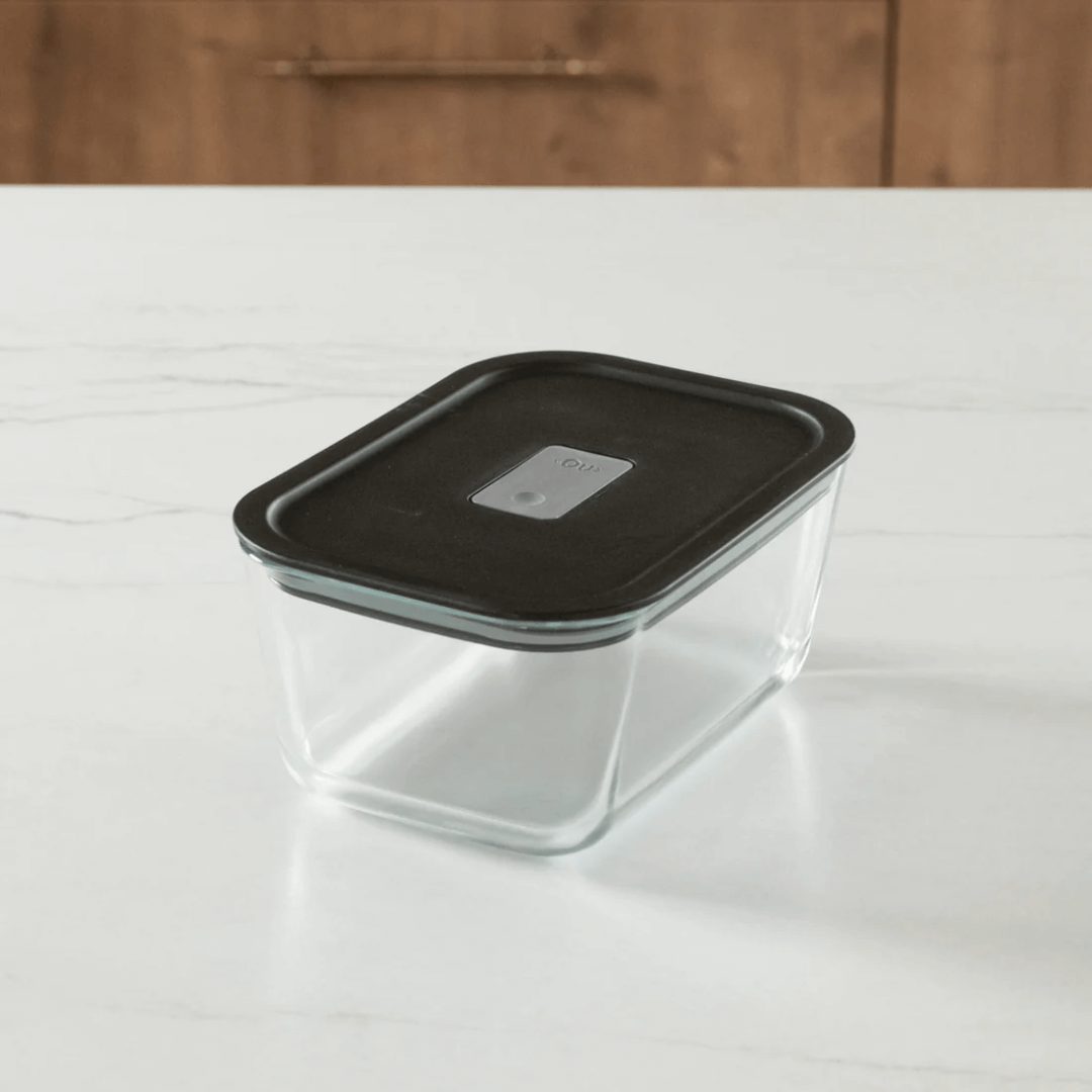 Pote de Vidro Hermético com Tampa Preta Fresh Lock 1,2L