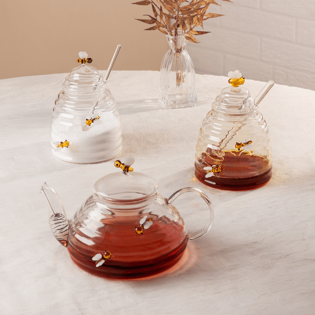 Meleira de Vidro Borossilicato com Pegador Lovely Bee Abelha 500ml