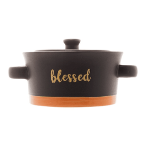 Mini Caçarola em Cerâmica Blessed Preto Matt/Laranja 13cm