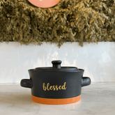 Mini Caçarola em Cerâmica Blessed Preto Matt/Laranja 13cm