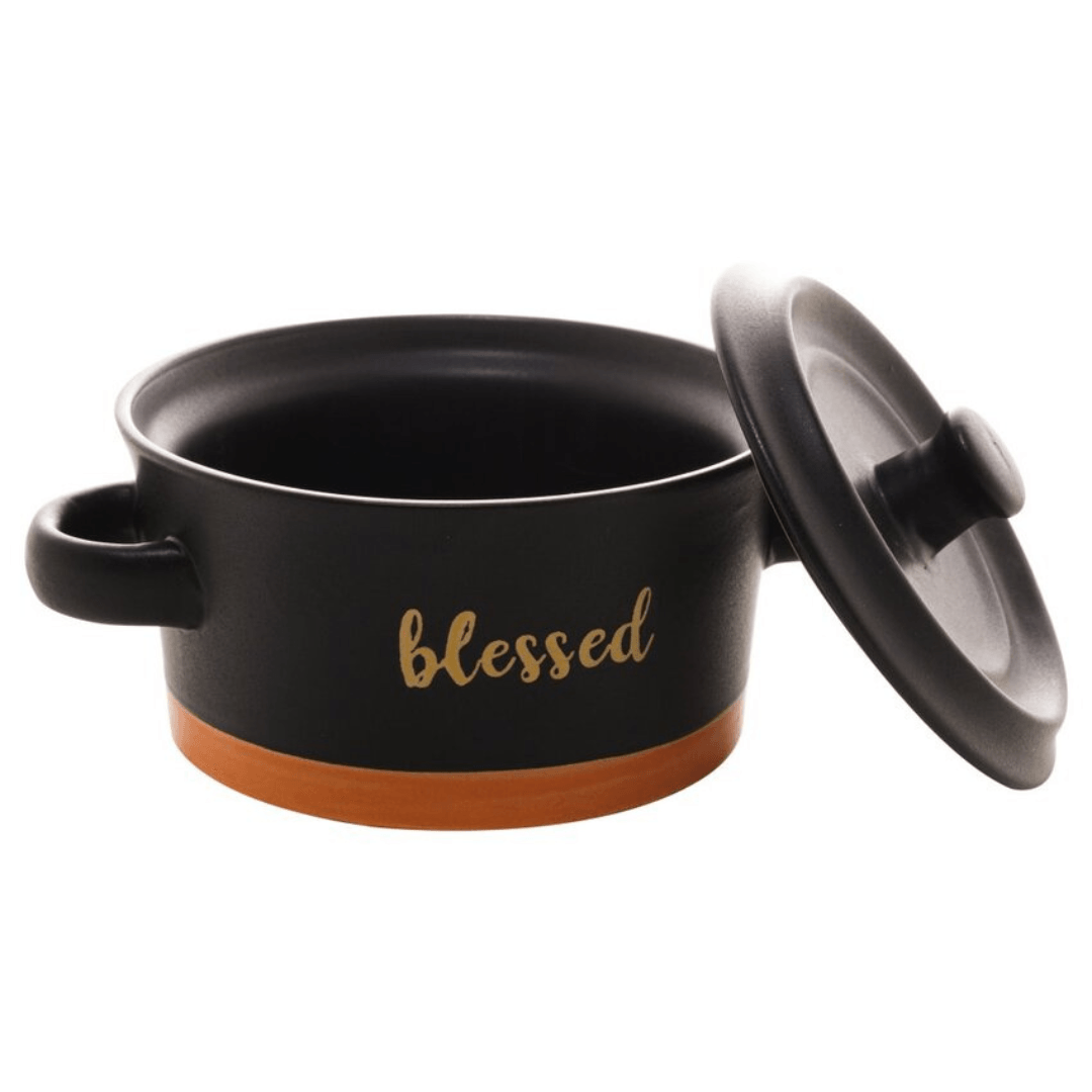 Mini Caçarola em Cerâmica Blessed Preto Matt/Laranja 13cm