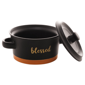 Mini Caçarola em Cerâmica Blessed Preto Matt/Laranja 13cm