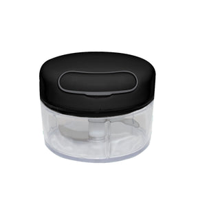 Mini Processador de Alimentos Manual em Plástico com 2 Laminas Preto e Cinza 200ml