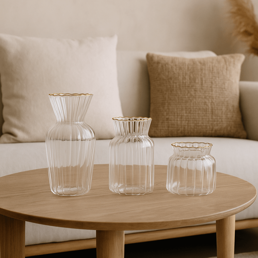 Mini Vaso com Borda Dourada P 8cm