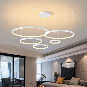 Lustre Pendente de Luxo Coliseum LEDZ - 3, 4 ou 5 Anéis - Preto/Branco/Dourado
